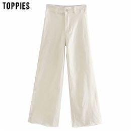 white jean pants high waist straight womens trousers summer streetwear 210421