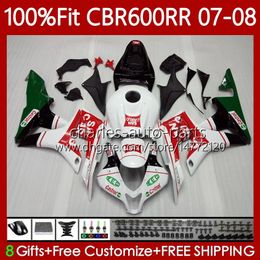 White red green Injection mold Bodys For HONDA CBR 600F5 600CC 600 RR CC F5 CBR600RR 07 08 Bodywork 70No.45 CBR-600 CBR600 RR CBR 600RR 2007 2008 CBR600F5 07-08 OEM Fairing