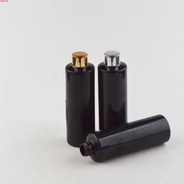 30pcs 250ml black Shampoo Oil Bottle with gold/Silver Screw Cap Plastic Refillable 250cc Cosmetic containerhigh qty