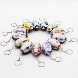 Keychains 3D Sports American Football Key Chains Souvenirs PU Leather Rugby Keyring For Men Soccer Fans Keychain Pendant Boyfriend Gifts