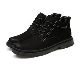 Boots Men's Non-slip Waterproof Winter Shoes High-top Tooling Platform Short Boot British All-match Army Men