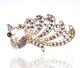 Pins, Brooches Trendy Rhinestone Crystal Purple Diamante Large Peacock Brooch Party