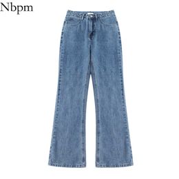 Nbpm Fashion Washed Flare Jeans Denim Streetwear 90s Trousers Vintage Clothes Mom Jeans Girl Pants Bottom Casual Female 210529