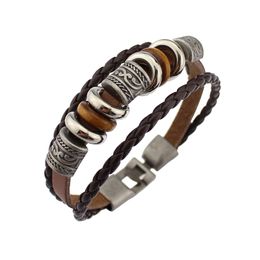 Jewellery Other Bracelets Dunhuang style retro personality street beat cowhide bracelet men woven multilayer wholesale