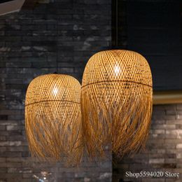 Chinese Bamboo Pendant Lights Led Hang Lamps For Home Luminaire Design Japanese Loft Hanging Lustre Suspension Fixtures