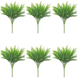 artificial ferns for outdoors Canada - Decorative Flowers & Wreaths 18 PCS Artificial Fern Plants - Boston Bush Faux Indoor Outdoor UV Resistant Greenery Shrubs Fake Plants-Dropsh