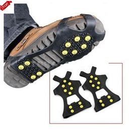 24 Hours Shipping!! Ice Snow Grips Cleat Over Shoes 10 Steel Studs Ice Cleats Boot Rubber Spikes Anti-slip Snow Ski Gripper Ice Climbing Footwear CO25re