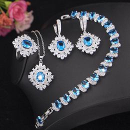 Earrings & Necklace Zlxgirl Jewelry Fashion Women Rhodium Plated Wedding Earring Ring Bracelet Accessories Sets Cubic Zircon Pendant Set