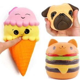 New Fashion Jumbo Squishy Slow Rebound Scented Hamburger Fries Dog Ice Cream Shaped Cute Toys Slow Rising Christmas Gift Y1210