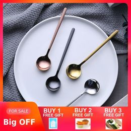 Spoons 1PC Stainless Steel Coffee Spoon With Long Handle Colorful Scoops Dessert Tea Stocked Kitchen Gadget Tool