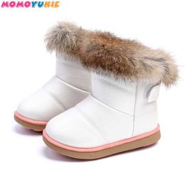 Winter Fashion child girls fur snow boots shoes warm plush soft bottom baby girls boys boots leather winter snow boot for baby 210713