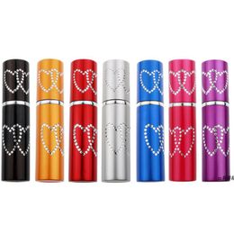 NEW5ML Double Love Heart Woman Perfume Bottle Atomizer 2 heart Metal Aluminium Glass Empty Container Refillable Portable Gift RRA9692