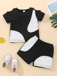 Baby Two Tone Cold Shoulder Tee & Shorts SHE