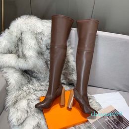 Fashion casual color matching round head women's designer boots women's casual wild non slip suede leather women's boots cowboy 699