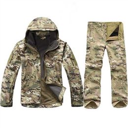 TAD Gear Tactical Softshell Camouflage Jacket Set Men Army Windbreaker Waterproof Hunting Clothes Camo Military andPants 211217