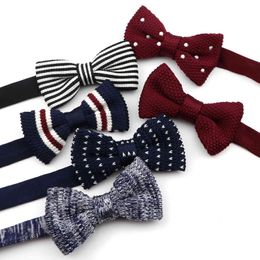 Fashion Single Deck Children Solid Color Bowknot Lovely Knit Bowtie Adjustable Neckwear Designer Knitting Kid Butterfly Bow Tie