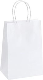 Wholesale Clothing Wardrobe Storage White Kraft Paper Bulk Gift Bags with Handles for Baby Shower, Birthday Parties, Restaurant takeouts, and Store Owners