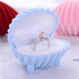 -Shell Form Samt Ring Box Engagement Hochzeit Schmuck Boxen Rose Blume Design Gifts Halter für lovepae12393