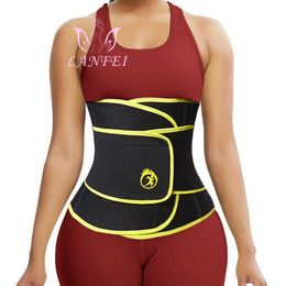 LANFEI Compression Strap Waist Trainers Belt for Women Slimming Sauna Weight Loss Neoprene Body Shaper Corset Sweat Fat Burn 210708