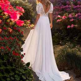 Summer Women White Party Maxi Lace Patchwork See Through Backless Slit Deep V Neck Sexy Long Beach Dress 210415