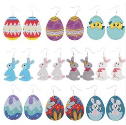 Cute Rabbit Pattern PU Leather Drop Earring Dangle Earrings Valentine's Day Gift Love Jewellery Wholesale