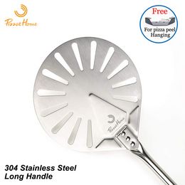 SHANGPEIXUAN 56 Inch Perforated Turning Peel 304 Stainless Steel Round Long Handle Pizza Shovel Detachable Turning Peel Paddle