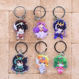 2019 Saint Seiya Keychain Double Sided Key Chain Acrylic Pendant Anime Accessories Cartoon Key Ring G1019