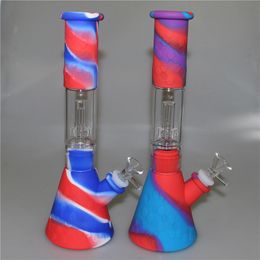 Silicone beaker Bong glass water pipes shisha hookah Bongs With tobacco Bowl Mini ashcather dab rigs