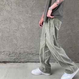 Men's Pants Sawng7 American wash used vibe wind work men's high street straight tube drawstring casual pants