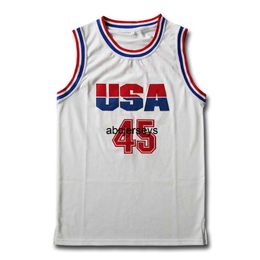 Full embroidery Donald Trump 45 Jersey Commemorative Edition Stitched White Shirts Retro College Jersey XS-6XL