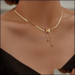 Pendant Necklaces & Pendants Jewellery 18K Gold Flat Snake Chain Heart Charms For Women Choker Collar Stainless Steel Drop Delivery 2021 Cid2P