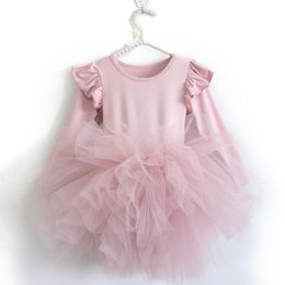 Blotona Girl's Dress, Round Neck Long Sleeve Tutu Dress for Dancing Vacation Birthday Wedding Party Stage Performance 0-10Years Q0716