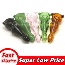 Thick Pyrex Oil Burner Pipes snowflake Screen filter Slide Flower Smoking Hand spoon Pipe Tobacco Dry Herb ForBong with cartoon logo