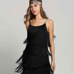 Black Plus Size 3XL Dress Elegant Tassels White Party Vestidos Femme Sling Mini Summer Dresses Ladies Solid Fashion Streetwear 210507