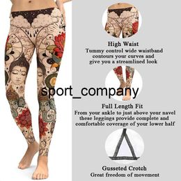 Lotus Leggings For Fitness Tattoo Pants Printed Gym Workout Clothing 2021 UV Protected Sport Woman Tights