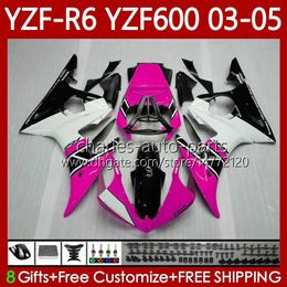 Motorcycle Bodywork For YAMAHA YZF600 YZF R 6 600 CC Rose White YZF-R6 2003 2004 2005 Cowling 95No.158 YZF R6 600CC YZF-600 03-05 Body YZFR6 03 04 05 OEM Fairing Kit
