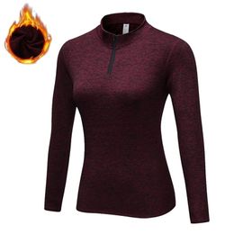 New Women's T-Shirts Spring Warm Down Jackets Fleece Thermal Underwear Tops Sweashirts Outdoor Workout Sports Coats 210406