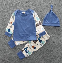 Abbigliamento neonato Set vestiti per neonati Top Pantaloni Cappello 3PCS Abiti per bambini Abbigliamento per ragazzi casuali