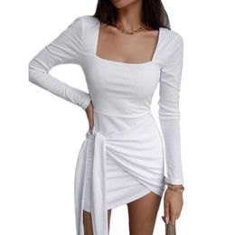 2021 Women Sexy Dress Women Summer Dress Bandage Long Sleeve Vestidos Hollow Out Female Dresses Y1006