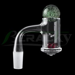 Beracky Full Weld Smoking Bevelled Edge Faceted Quartz Banger With Ball Cap And Ruby Pearl 25mmOD Seamless Diamond Bottom Nails For Glass Water Bongs Dab Rigs