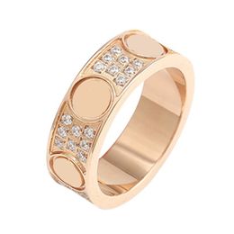 -Anillo de pareja de amor de acero inoxidable piedras completas diseñador de cristal mujeres hombres promesa de la boda de la joyería del anillo de compromiso