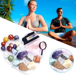 Party Favor Healing Crystals Chakra Set With Heart Shape Storage Box Irregular Polished Stone Desktop Ornament For Home Office REME889
