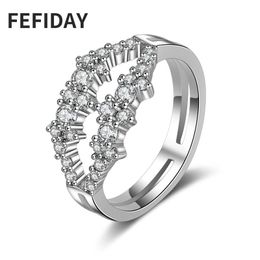 Wedding Rings FEFIDAY Ladies Fashion Finger Jewelry Women For Eternity Zirconia Stone Crystal Engagement Ring Female Cz
