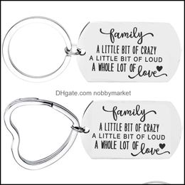 Key Rings Jewelry Family Keychian A Little Bit Of Crazy Loud Whole Lot Love Keyrings Stainless Steel Military Card Keychains Drop Delivery 2