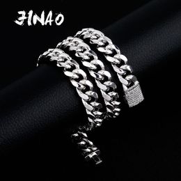 JINAO 10&12MM High Quality Smooth Necklace Hip Hop Miami Iced Out Cuba Chain with Cubic Zirconia Jewelry For Gift Men and Women X0509