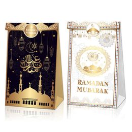 12Pcs Ramadan Gift Bag Eid Mubarak Paper Candy Happy Islamic Muslim Festival Favor Kareem Decoration 210724