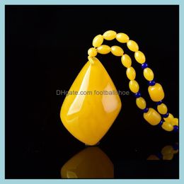 honey gifts Australia - Necklaces & Pendants Jewelry Amber Beeswax Chicken Butter Yellow Honey Necklace Ethnic Style Pendant Gift Men And Women Sweater Chain Charms