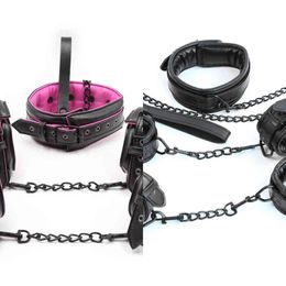 NXY SM Sex Adult Toy Sexy Leather Handcuffs Adjustable Collar for Toys Woman Couples Bdsm Bondage Restraints Exotic Accessories Toys1220