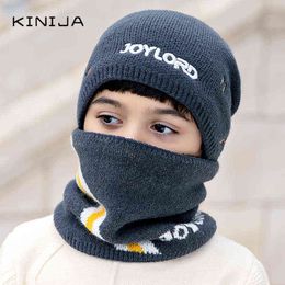 2pcs Knitted Hat Ring Scarf Sets Kids Turban Beanie Cotton Wool Cap Children Girls Boys Elastic Autumn Winter Soft Keep Warm