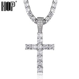 Hip Hop Cross Pendant Necklace Micro Pave Zirconia Egyptian Style 24" 20" Chain